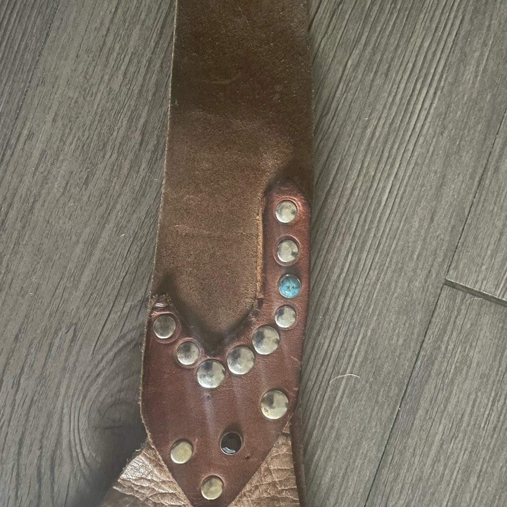 Brown Boho Leather Studded Festival Belt Bag Embellished With 3 Pockets - Picture 4 of 8